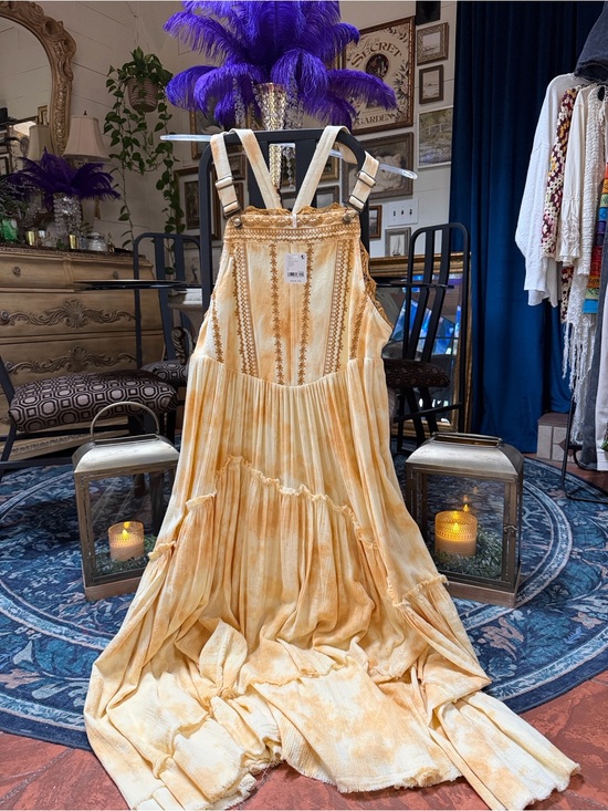 Free People Dresses & Skirts - Free People Devon Skirtall Yellow Tie-Dye Embroidered Maxi Dress